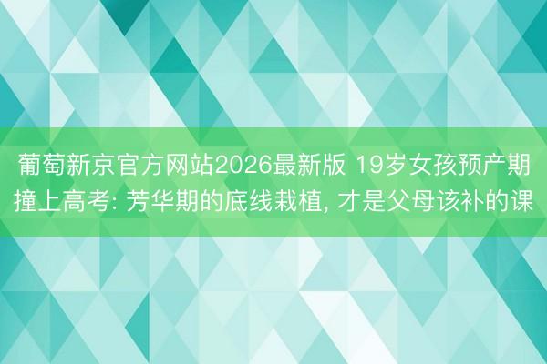葡萄新京官方网站2026最新版 19岁女孩预产期撞上高考: 芳华期的底线栽植， 才是父母该补的课