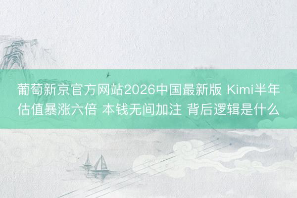 葡萄新京官方网站2026中国最新版 Kimi半年估值暴涨六倍 本钱无间加注 背后逻辑是什么