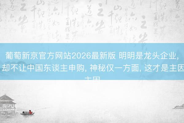 葡萄新京官方网站2026最新版 明明是龙头企业, 却不让中国东谈主申购, 神秘仅一方面, 这才是主因