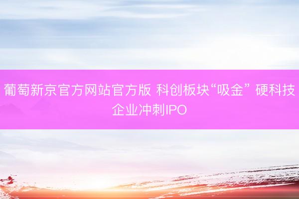 葡萄新京官方网站官方版 科创板块“吸金” 硬科技企业冲刺IPO