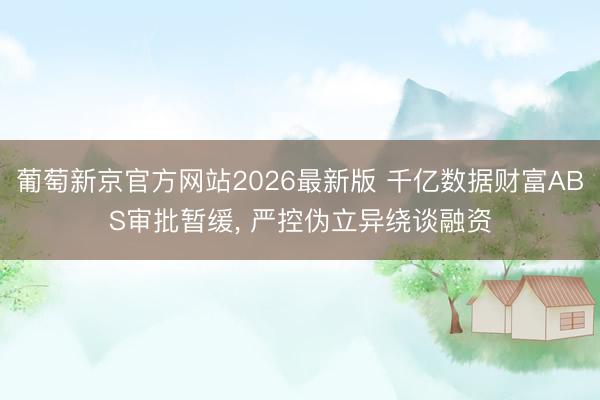 葡萄新京官方网站2026最新版 千亿数据财富ABS审批暂缓， 严控伪立异绕谈融资