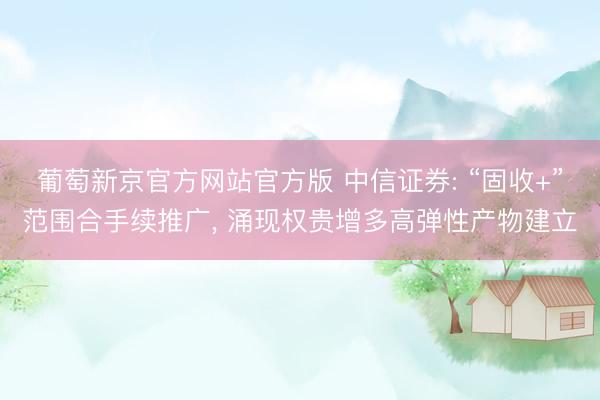 葡萄新京官方网站官方版 中信证券: “固收+”范围合手续推广, 涌现权贵增多高弹性产物建立