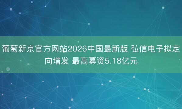 葡萄新京官方网站2026中国最新版 弘信电子拟定向增发 最高募资5.18亿元