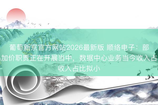 葡萄新京官方网站2026最新版 顺络电子：部分居品加价职责正在开展当中，数据中心业务当今收入占比拟小