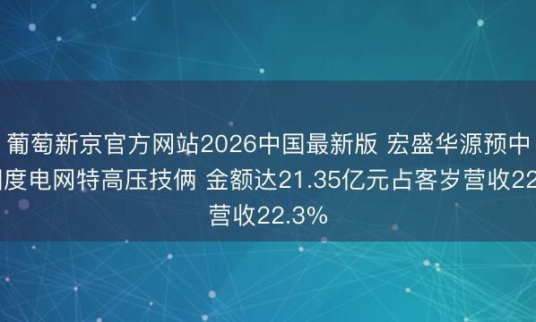 葡萄新京官方网站2026中国最新版 宏盛华源预中标国度电网特高压技俩 金额达21.35亿元占客岁营收22.3%
