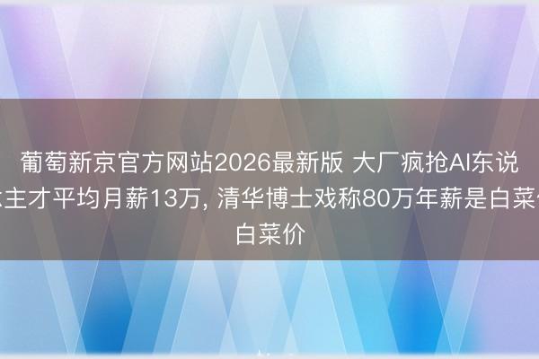 葡萄新京官方网站2026最新版 大厂疯抢AI东说念主才平均月薪13万, 清华博士戏称80万年薪是白菜价