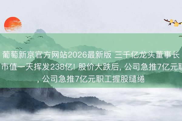 葡萄新京官方网站2026最新版 三千亿龙头董事长陷桃色风云, 市值一天挥发238亿! 股价大跌后, 公司急推7亿元职工握股缱绻