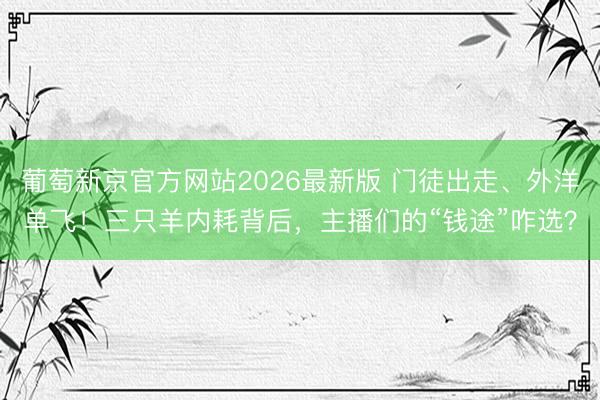 葡萄新京官方网站2026最新版 门徒出走、外洋单飞！三只羊内耗背后，主播们的“钱途”咋选？
