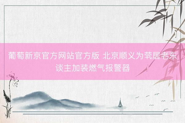 葡萄新京官方网站官方版 北京顺义为茕居老东谈主加装燃气报警器