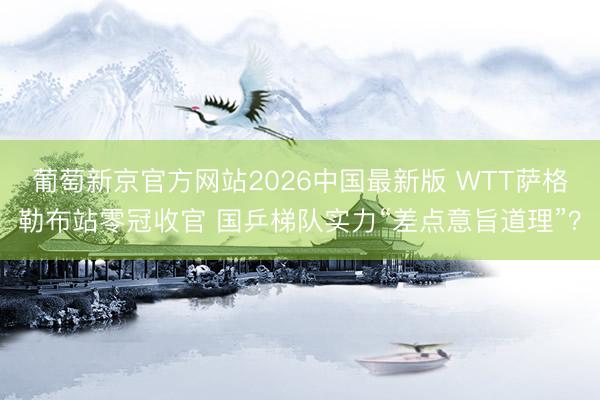 葡萄新京官方网站2026中国最新版 WTT萨格勒布站零冠收官 国乒梯队实力“差点意旨道理”？